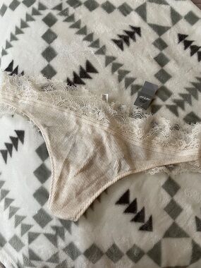 Aerie Cream Ribbed Lace Panty
